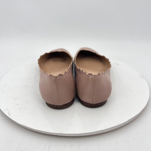 Chloe Lauren Women Size 38 US 8 Cream Leather Scalloped Ballet Flats Shoes - Picture 4 of 12